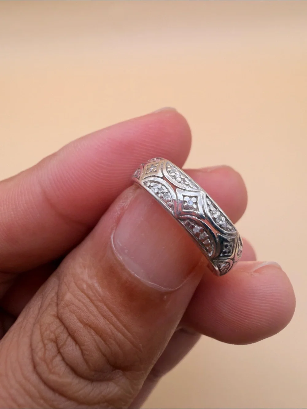 925 Sterling Silver .10 Ctw Diamond Band Size 5.75.